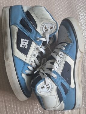 DC Blue and White Skate High-Top Mens Sneakers